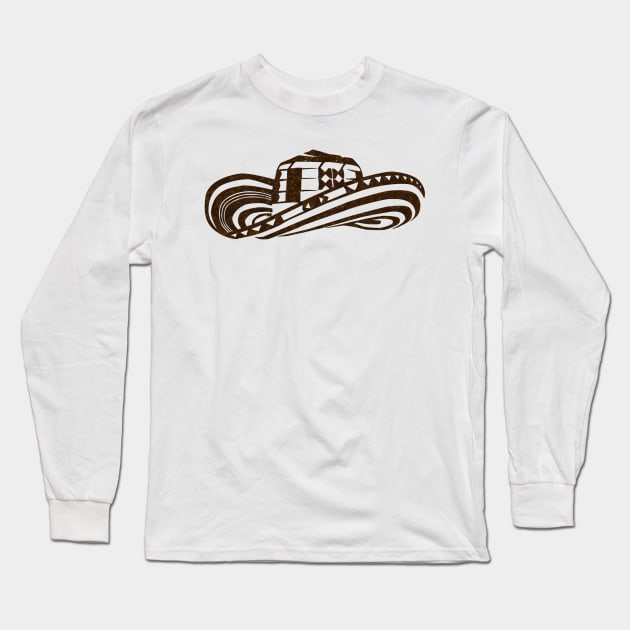 Colombian Sombrero Vueltiao (Coffee Bean Drawing) Long Sleeve T-Shirt by Diego-t